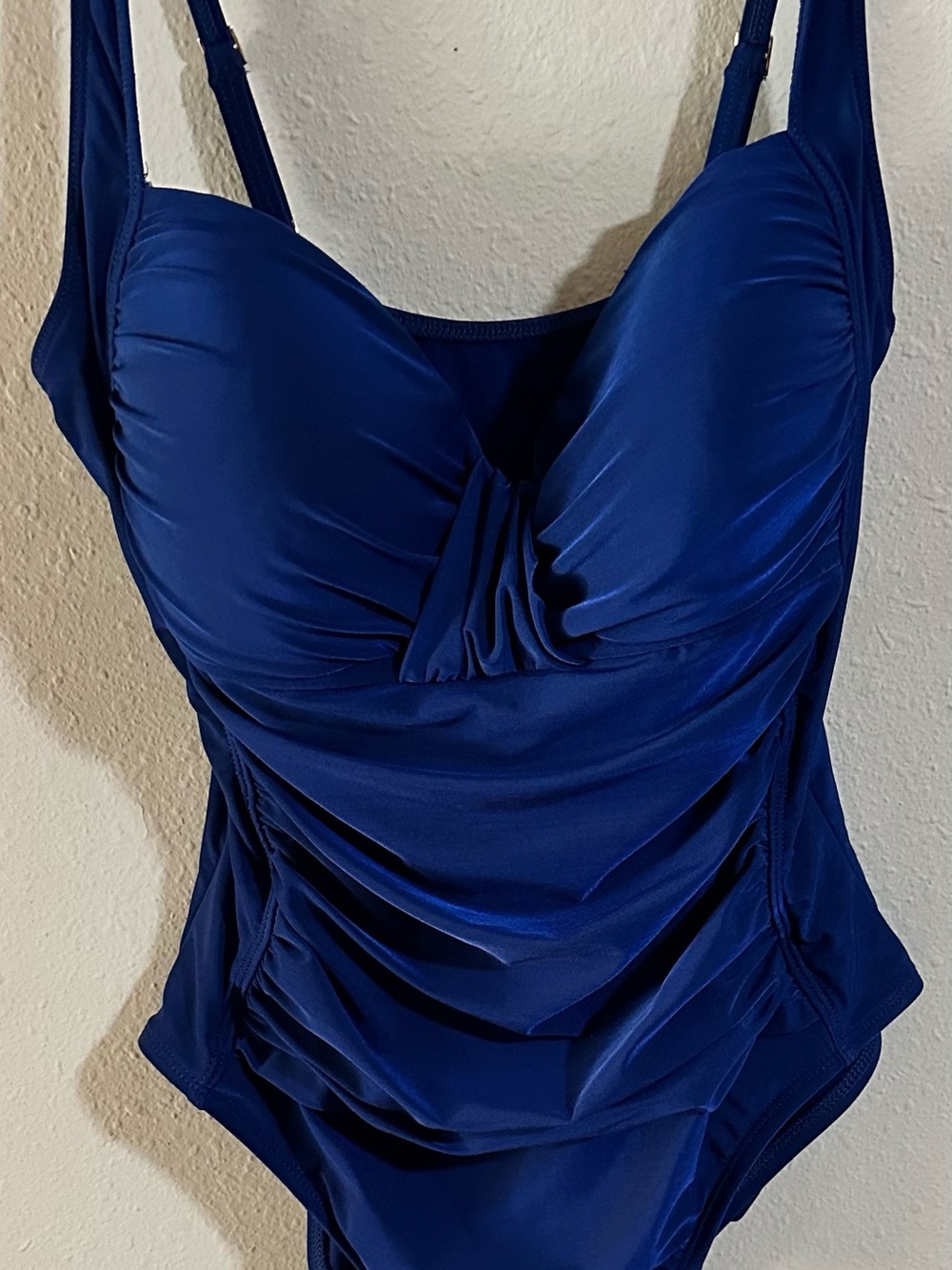 La Blanca Deep Blue Ruching One Piece Swimsuit